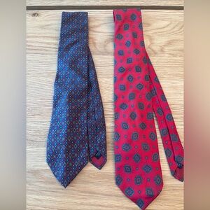 Men's Vintage LANVIN Italy Red‎ Ties 100% Silk (2)